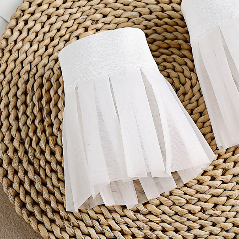 Arte del clavo falso manguito de tiro apoyos organza con volantes princesa manga boca doble fila botón diseño tamaño ajustable