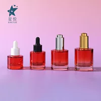 Высококачественная бутылка для эссенции большого круга емкостью 20–50 мл, круглая бутылка для эфирного масла с плоскими плечами, упаковочный материал для бутылки с капельницей с герметичным толстым дном