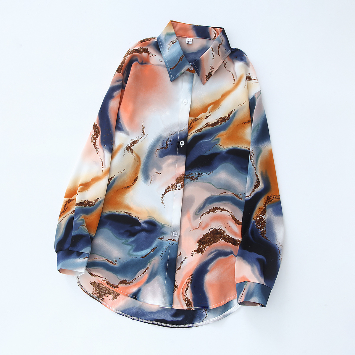 Roupas femininas retrô tie dye design nicho alta qualidade camisa de cetim da moda_voghion.com