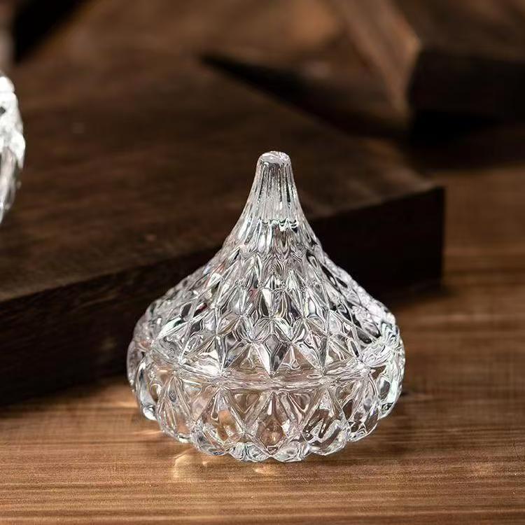ins-style luxury water droplet-shaped glass candy jar with lid, storage box, wedding candy jar, home decor