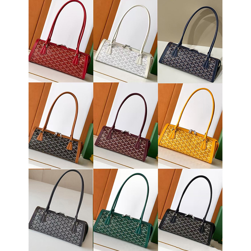 Second-Hand Dog-Tooth Pattern Baguette Bag, Genuine Leather Handbag, Printed Boston Bowling Pillow Bag, High-Quality Shoulder Underarm Bag