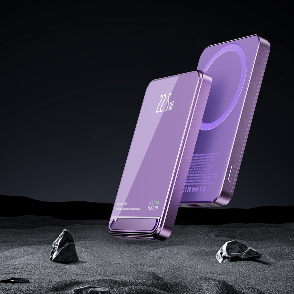 Super delgado adsorbente cargador tesoro 10000mAh súper rápido PD22.5W aleación de aluminio con soporte de alimentación móvil