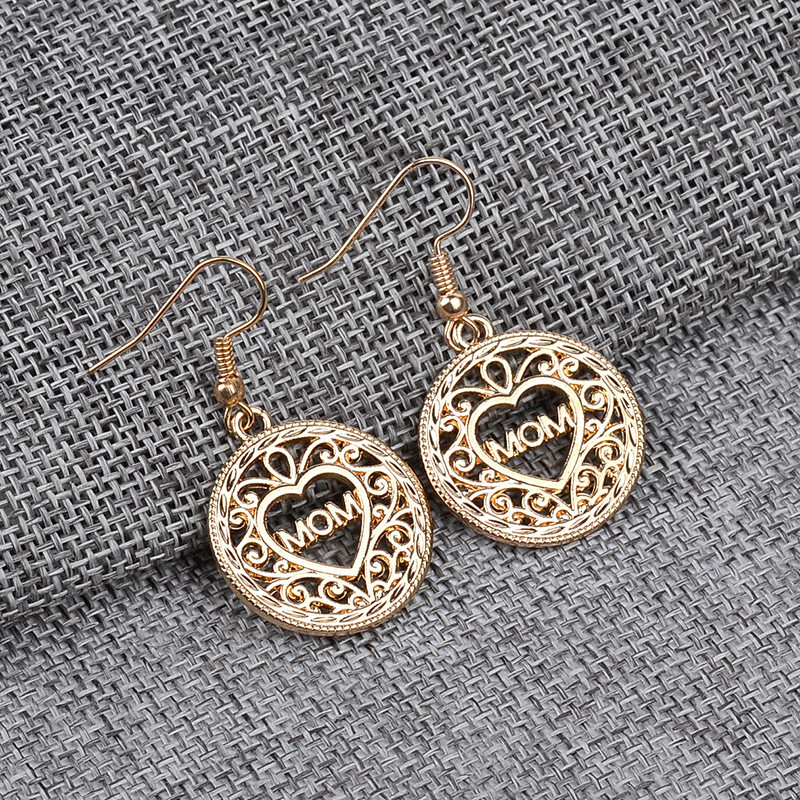 10g Weight Earrings Event & Party Supplies Drop Earrings Classification 1 Pair Fashion Mama Letter Heart Shape Alloy Hollow Out Mother's Day Women's Drop Earrings