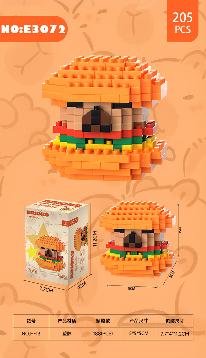 LEGO mikro parçacık yapı taşları ile uyumlu bebek Capibala küçük kapibara eğitici montaj çocuk oyuncakları Çocuk Günü hediyesi