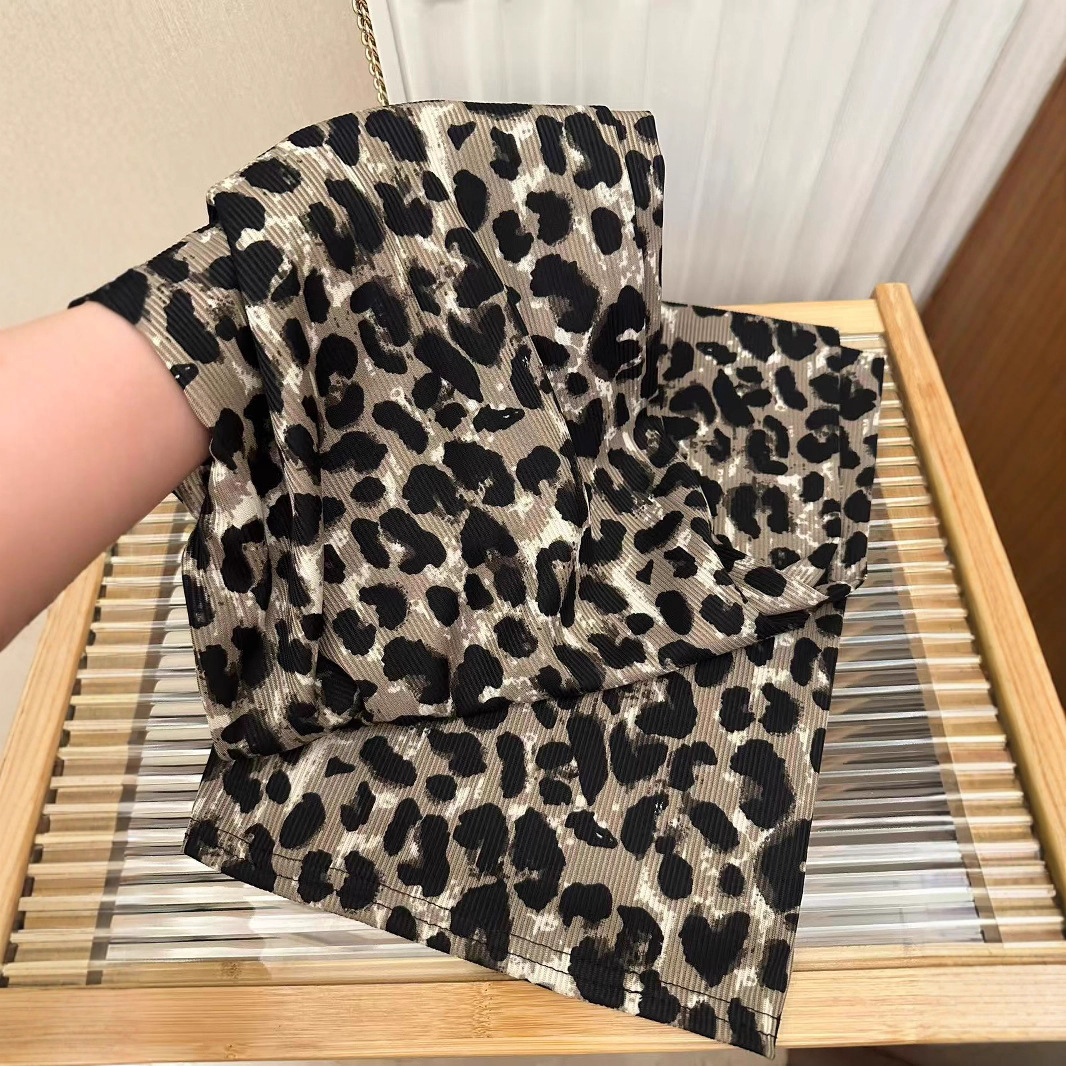 Pink Leopard Print Summer New Printed Wide-Leg Pants for Women, High-Waisted, Thin, Loose, Drapey, Floor-Length Casual Pants