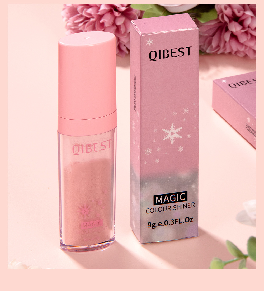 QIBEST High-Gloss Pat Powder, High-gloss Pearlescent Sparkling Fairy Powder, Full-body brightening Natural Three-dimensional Loose Powder, Contouring Powder undefined