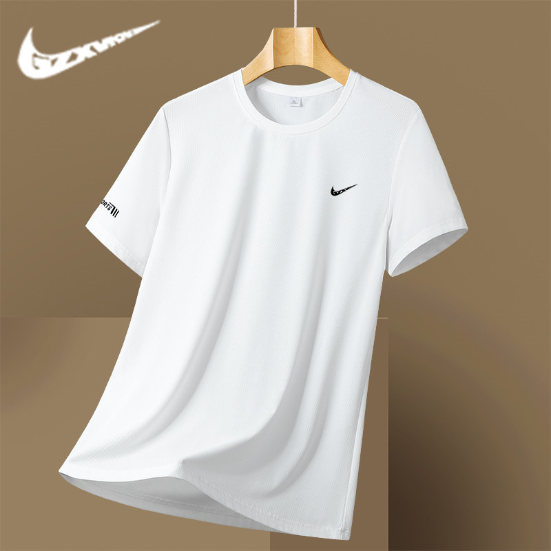 Cross-border Ice Silk T-shirt Men's Sports Short-sleeved plus size Round Neck Running Speed T-shirt Clothes Loose Half-sleeved Summer Thin