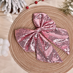 国境を越えた新しいクリスマス祭りパーティークリスマスツリーのスパンコール蝶ネクタイ植毛手描き花クリスマスリボン飾り