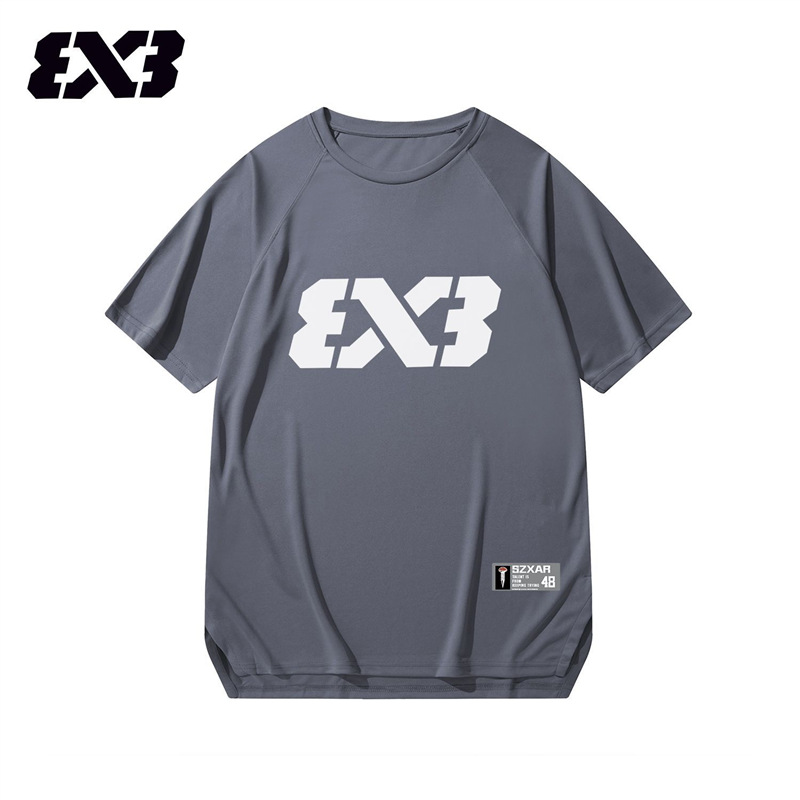 3V3 liga deportiva americana de manga corta hombre 2024 verano nuevo entrenamiento de baloncesto camiseta de tiro ropa de entrenamiento de secado rápido