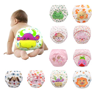 Diaper three-layer learning pants diaper pocket embroidered pull-up pants diaper