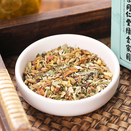 Nanjing Tongrentang Honeysuckle Herbal Three-Qing Tea for Men and Women Green Stomach Fire Bad Breath Healthy Scented Tea Manufacturer Bulk Wholesale