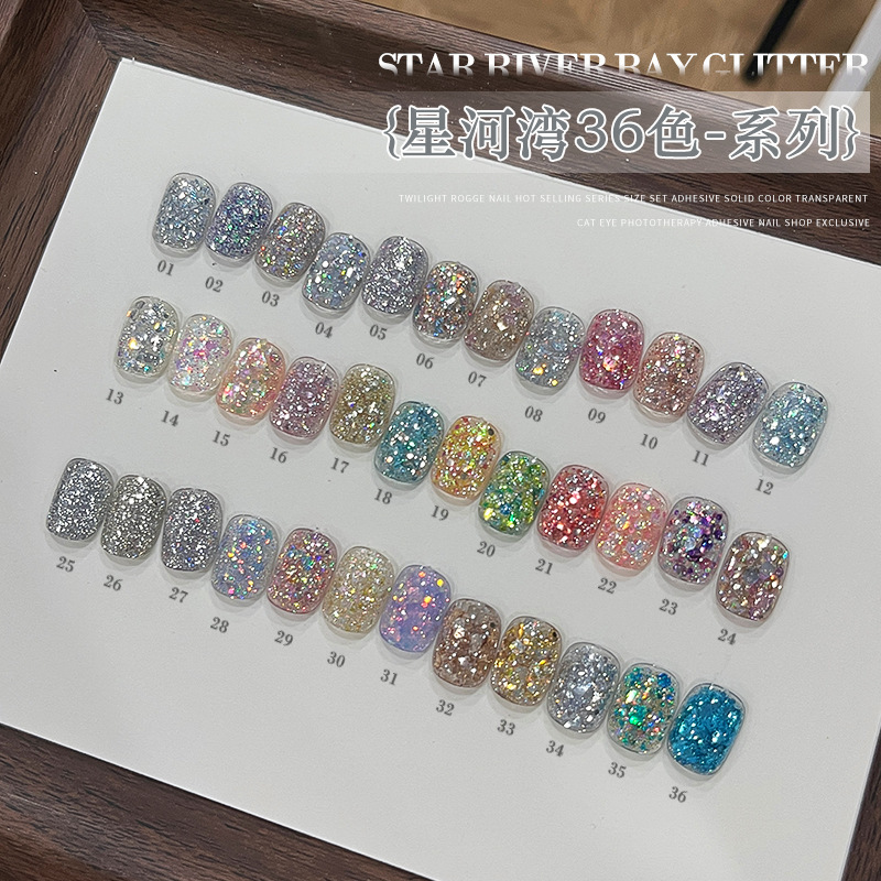 Twilight Rogge Flash Galaxy Bay Sequin Glue Summer Whitening Popular Manicure Fine Glitter Diamond Sequin Nail Polish Glue