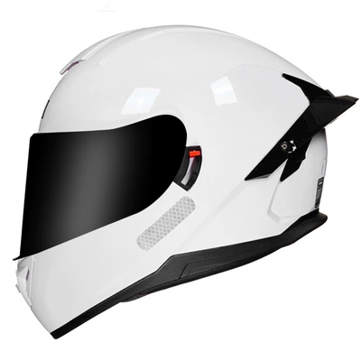 Motosiklet kaskı (dəbilqə) — motorcycle helmet double lens - bright-white-tea-mirror-m