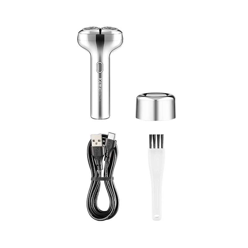 Afeitadora Eléctrica Kemei para Hombre KM-T1-C, Maquinilla de Afeitar Flotante para Uso Doméstico, Totalmente Lavable, Recortadora de Barba Giratoria