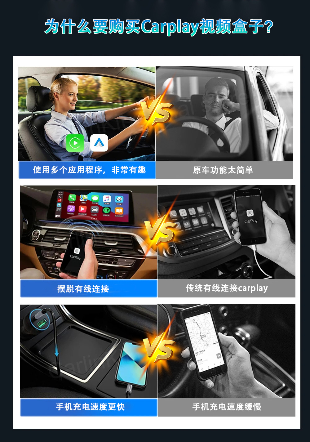 Wireless Carplay to Android Auto Three-In-One Youtube Original Car Wired to Wireless Carplay Box