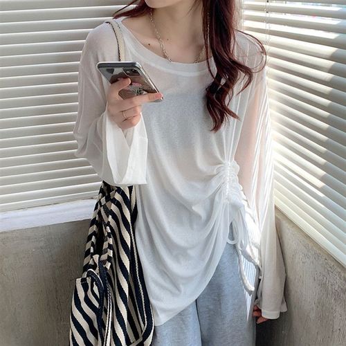 Fat MM large size 300 pounds sunshade jacket for women loose outerwear drawstring sheath thin top long Zhao Zhi Zheng