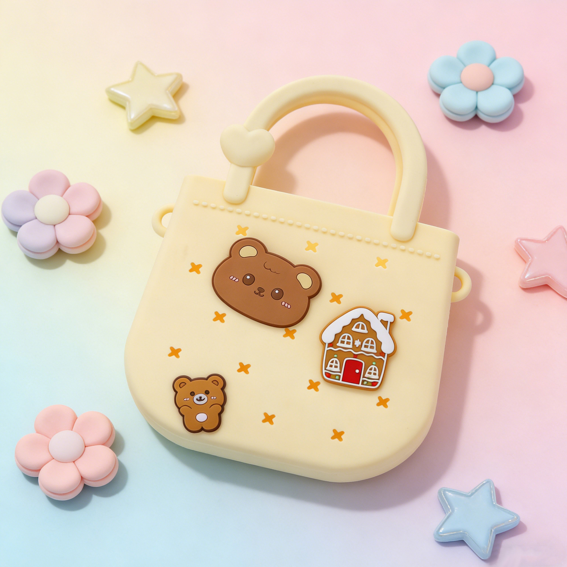 Ventas transfronterizas calientes DIY bolsa de agujeros de silicona bolsa de dibujos animados para niños bolsa de playa bolsa de almacenamiento de teléfonos móviles fábrica directa