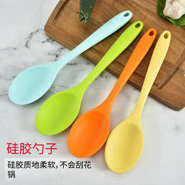 厂家批发硅胶搅拌勺汤勺一体硅胶密更厨房勺子厨具盛汤分汤匙更