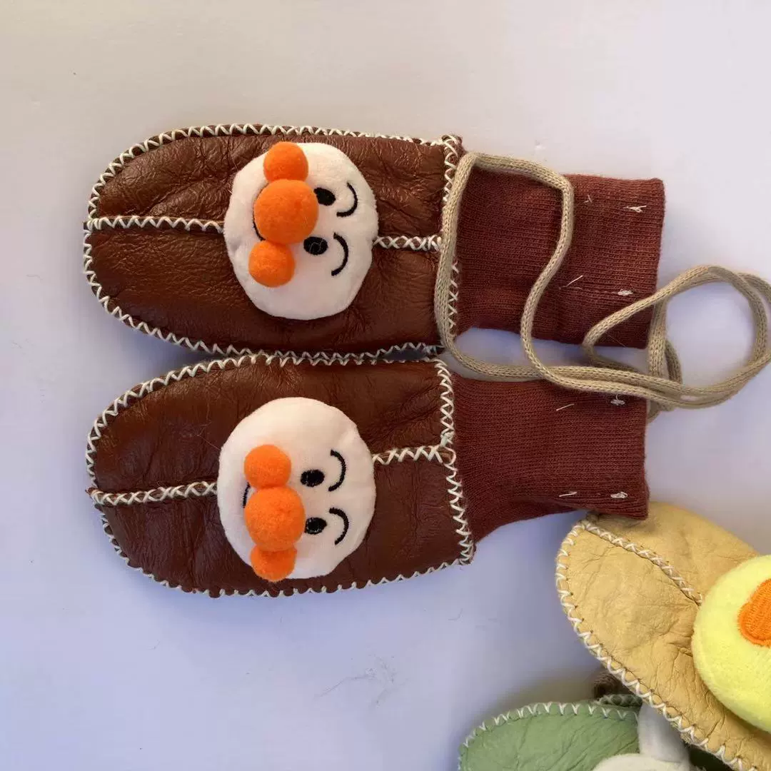 Мультяшные детские овечьи меховые перчатки плюс бархат утолщенные и теплые детские хлопчатобумажные перчатки для мужчин и женщин 1-8 лет