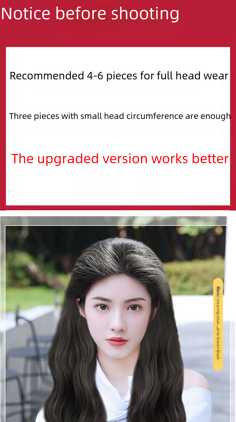 Pruik dames lang haar eendelige waterrimpel pruik onzichtbare naadloze haarverlenging driedelig lang krullend haar grote golf_voghion.com