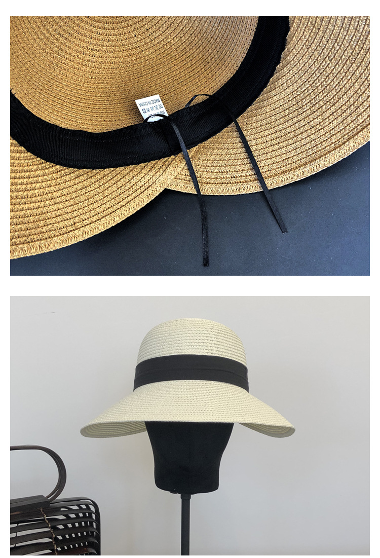 Chapeau De Paille Simple À Grand Bord Femme Été Plage Vacances Bord De Mer Chapeau De Soleil display picture 5