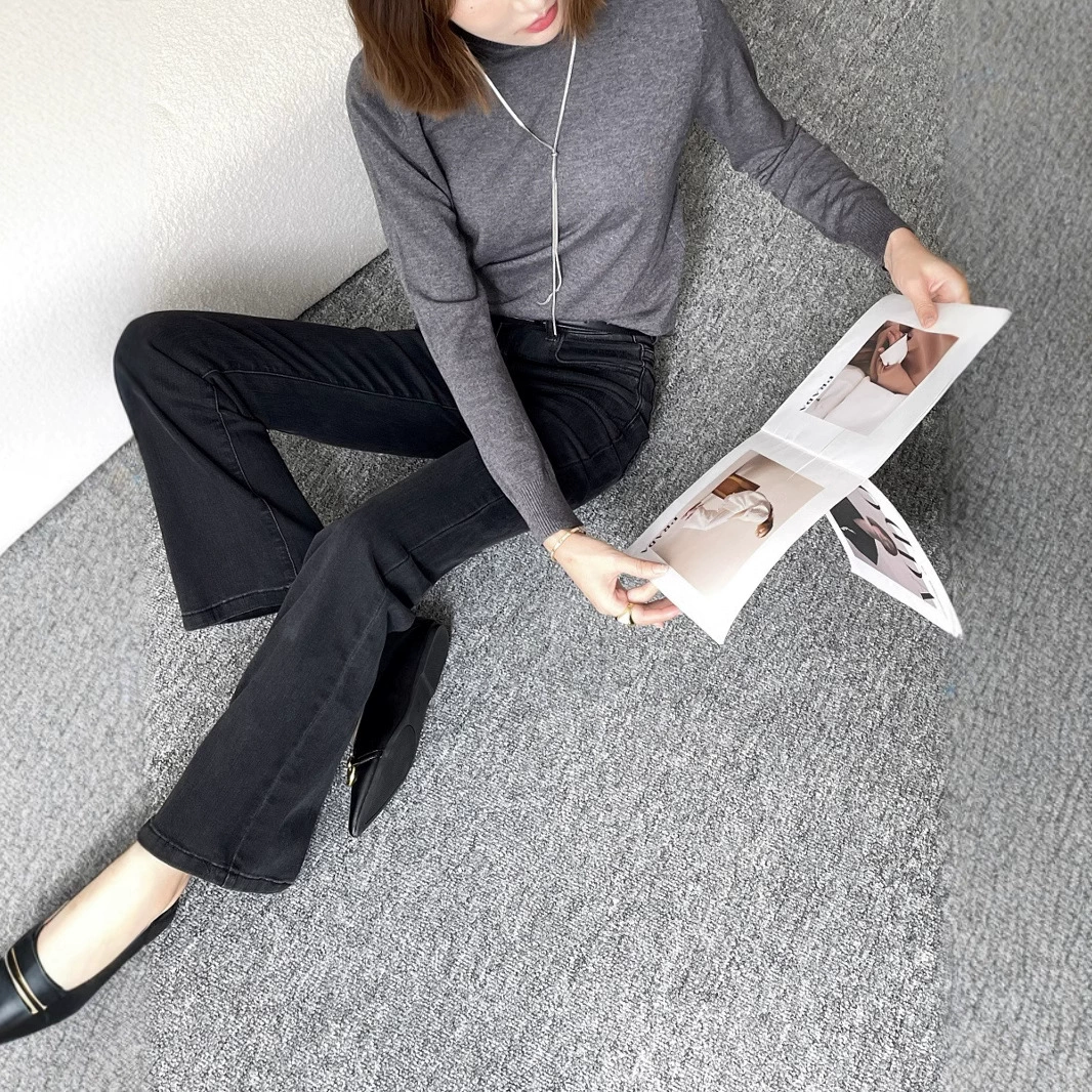 Демисезонный теплый трикотажный свитер, обтягивающий, slim fit, увеличенной толщины