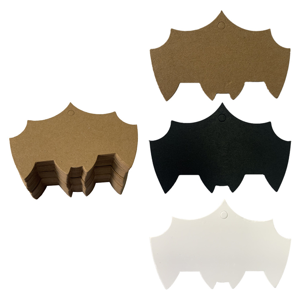 100pcs包空白可手写蝙蝠侠吊牌黑色白色牛皮自制礼物手工价格标签