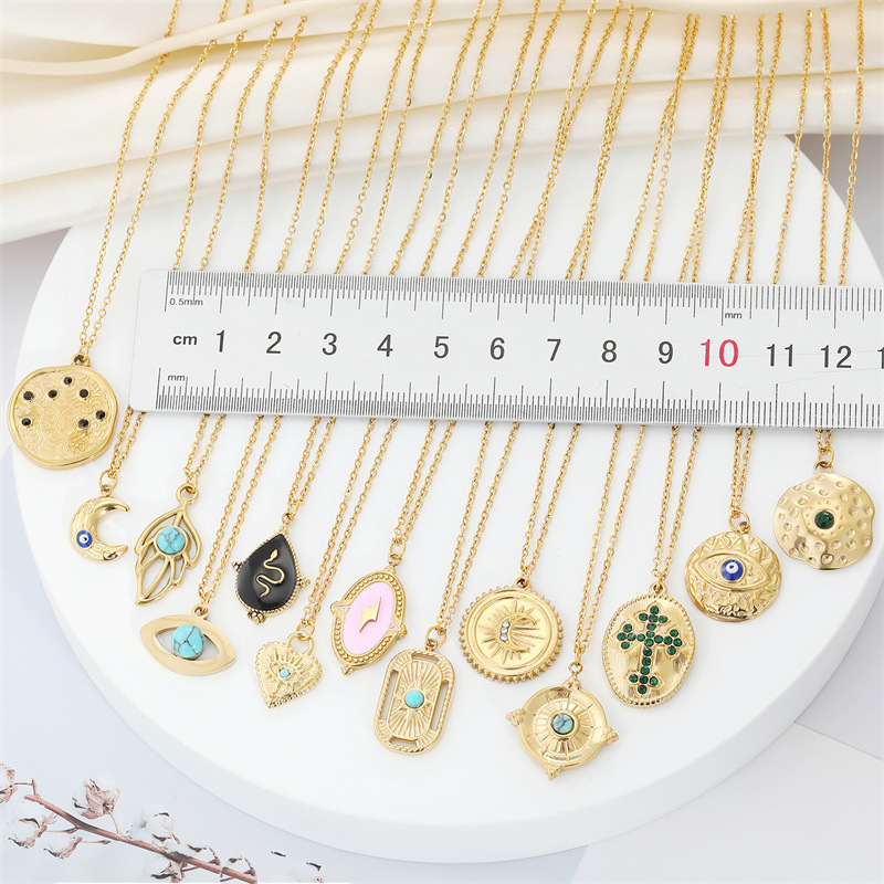 retro titanium steel cross Demon Eye Lightning Water Drop Snake Clavicle Chain