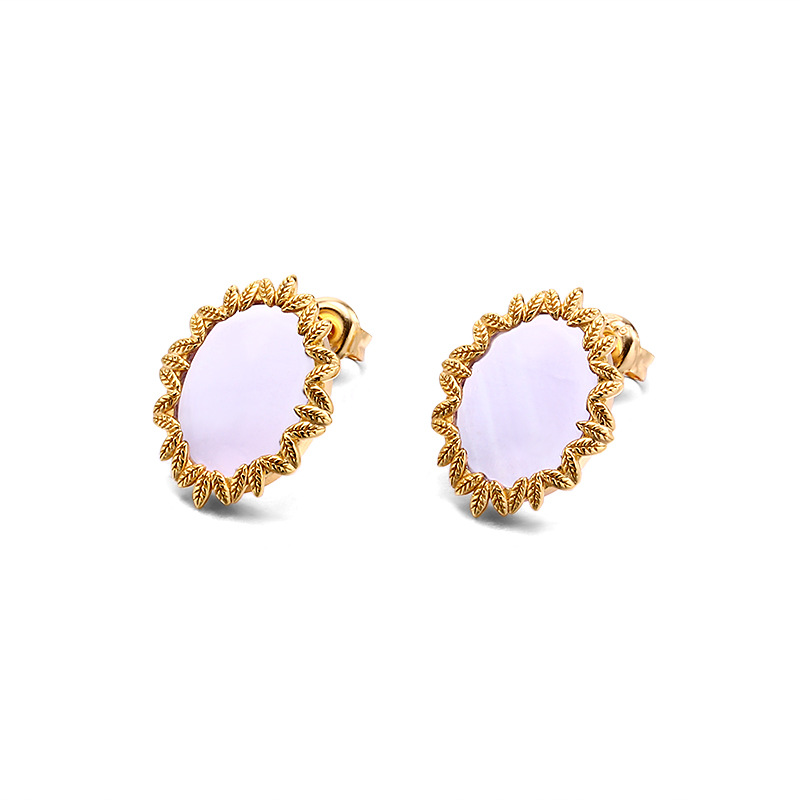 Amethyst , Citrine Inlay Material Charms, Earrings Classification cable chain Chain Type Japanese Style Mild Luxury Jewelry Flower Series S925 Silver Vintage Chamomile Citrine Amethyst Stud Earrings Women's Necklace