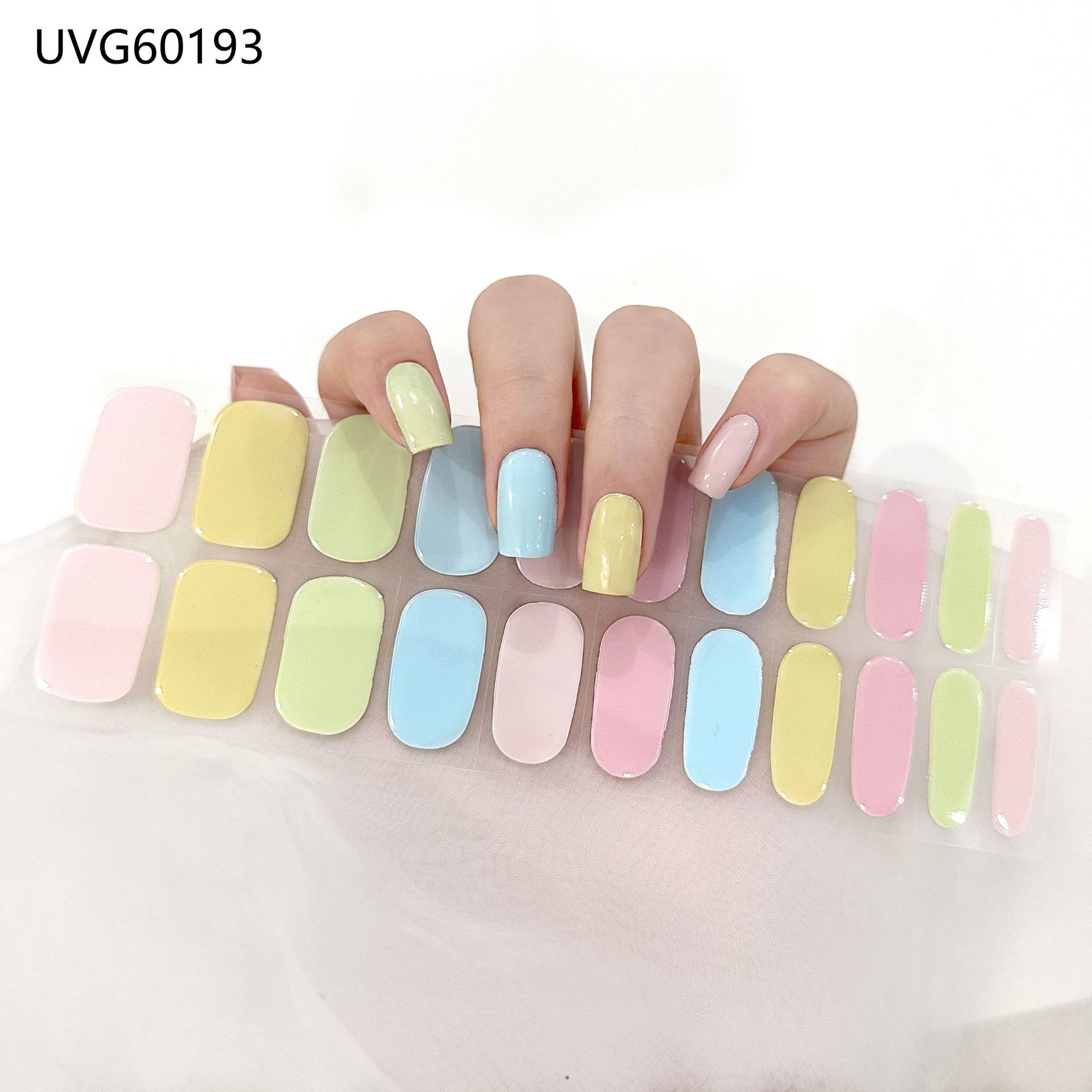 Pegatinas de uñas de gel UV transparentes efecto hielo, semicuradas, con lámina dorada, fototerapia, efecto película de aceite