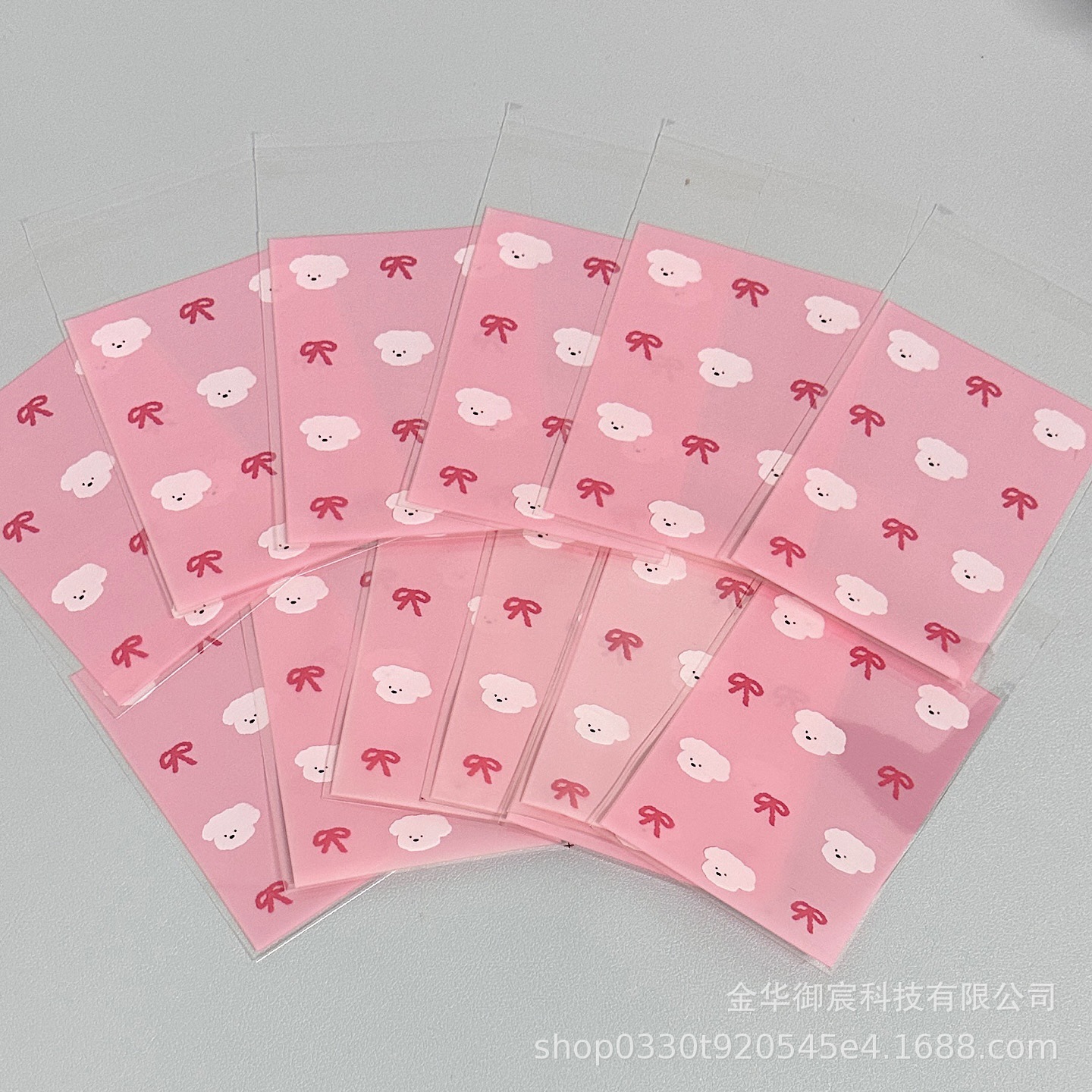 卡通小白狗自粘袋加厚亮膜pp自黏袋饰品包装不干胶自封袋批发