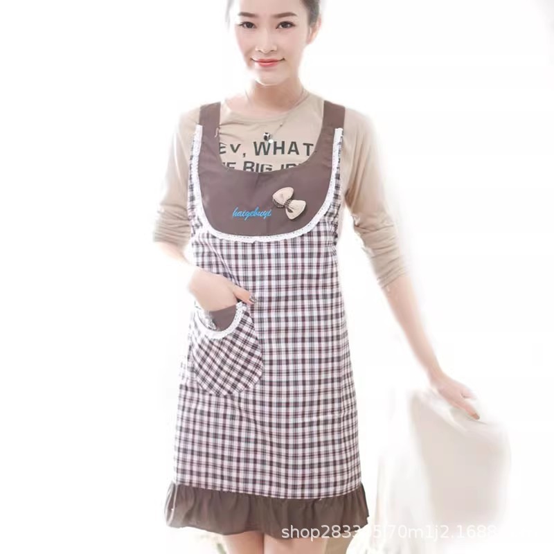 Delantal casa cocina a prueba de aceite para adultos moda hermosa ropa de trabajo femenina versión coreana linda ropa antiincrustante y a prueba de polvo