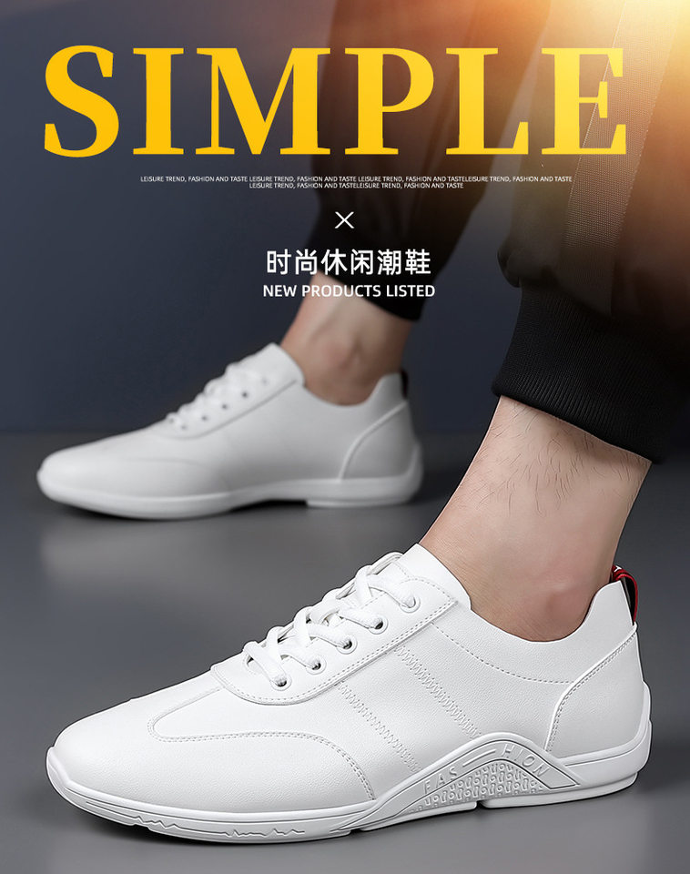 Giày lười nam da bò mũi tròn, đế mềm gót thấp 1-3 cm, kiểu dáng đơn giản — GX988 màu trắng, GX988 màu đen chi tiết 5