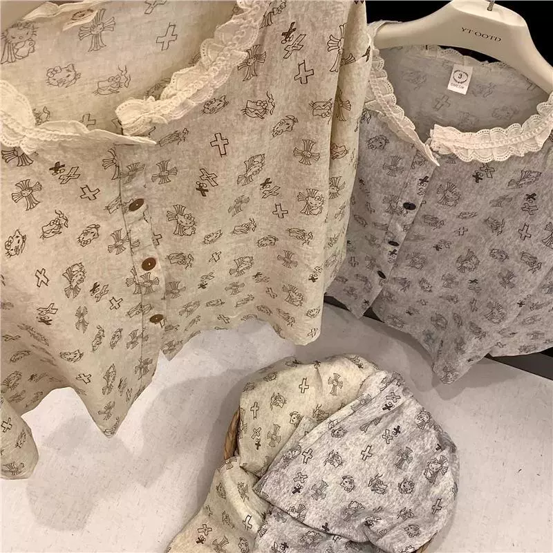 Hello Kitty, милый хлопковый длинный рукав, марлевый осенний пижама для принцессы для младших школьников