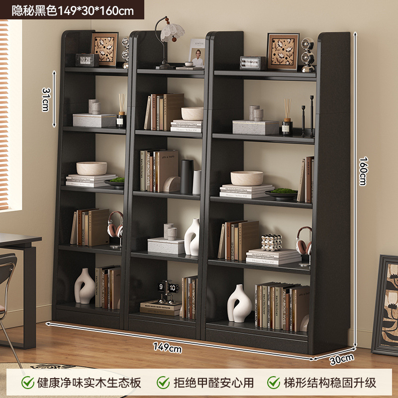 Estante de libro estante de piso estante de exhibición trapezoidal estilo medieval negro gabinete doméstico simple estante de almacenamiento multicapa gabinete de libros