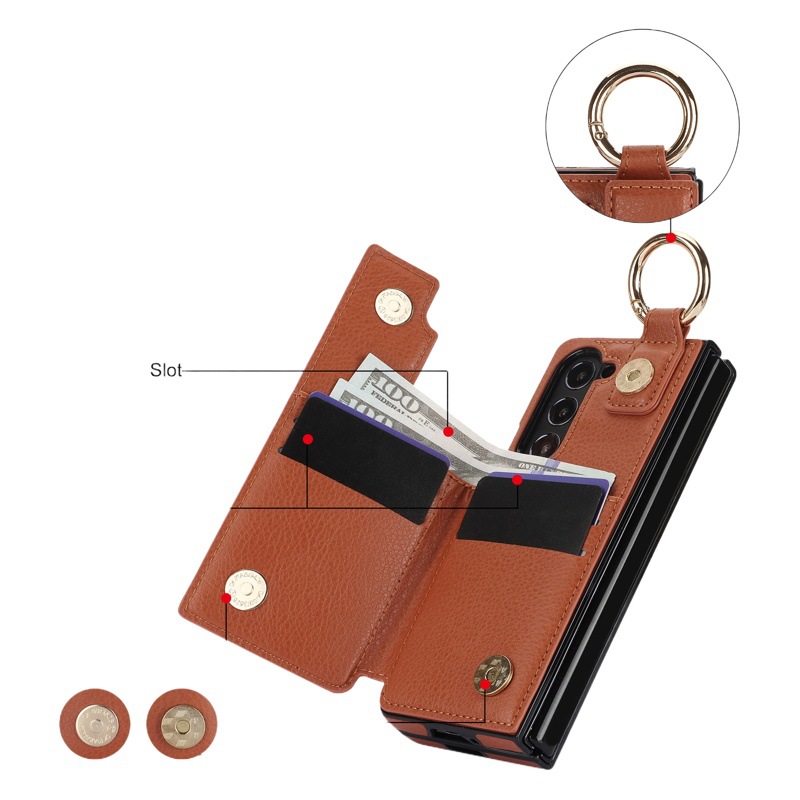 Aplicable Samsung Z FOld7 estuche para teléfono móvil plegable con ranura para bolígrafo FOld6 billetera funda protectora de anillo para teléfono móvil