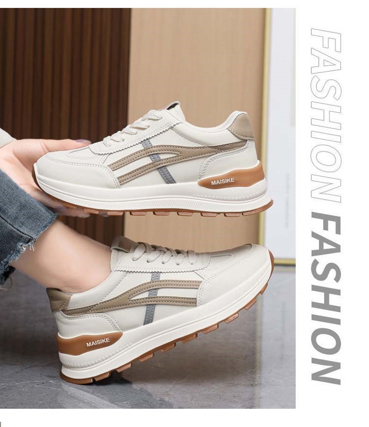 Fashionable 2026 New Model Sports Versatile Soft-soled Student Running Casual Shoes Soft Leather Women's White Sneakers_vogvips.com