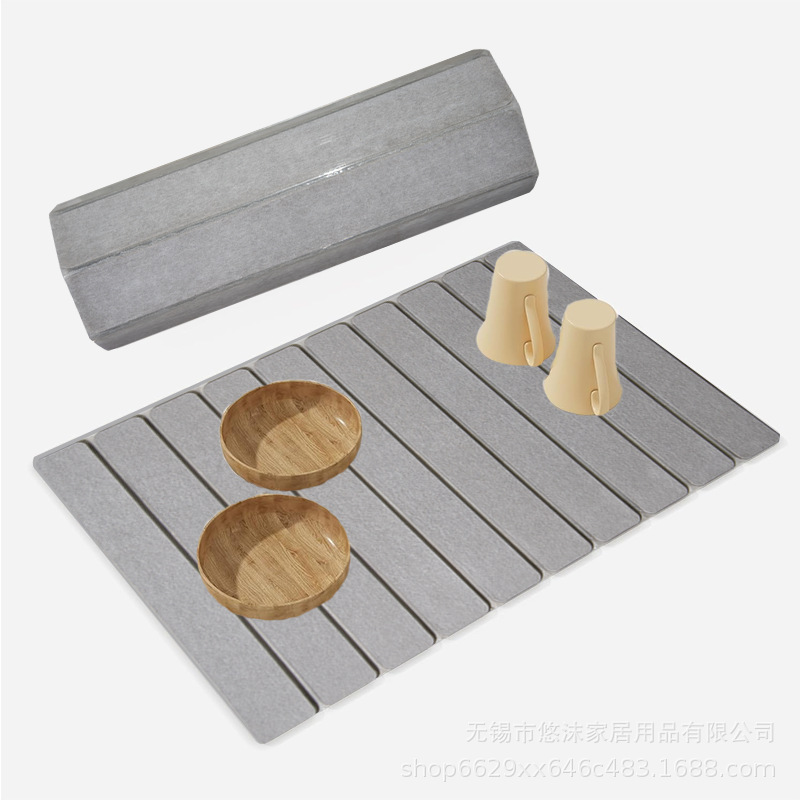almohadilla de barro de diatomas dura almohadilla de drenaje plegable cuenco de secado almohadilla de cocina de baño almohadilla de absorción de agua multifuncional de escritorio