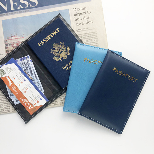 PU leather genuine leather couple husband wife passport holder strap soft cork passport case multi-functional American passport bag