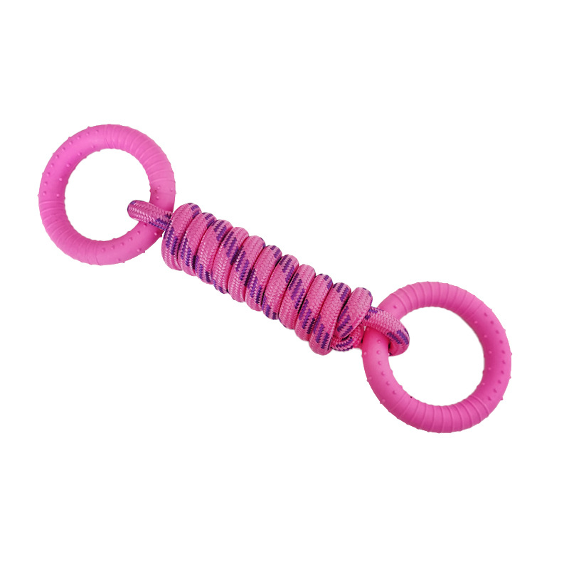 Transfronterizo nuevo perro de juguete cuerda de nylon molar diente limpieza TPR Círculo de entrenamiento resistente a la mordedura de juguetes para mascotas suministros fabricante