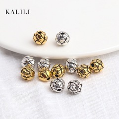 diy串珠手鍊圓珠配飾手串佛珠隔珠散珠藏銀蓮花配件材料復古民族