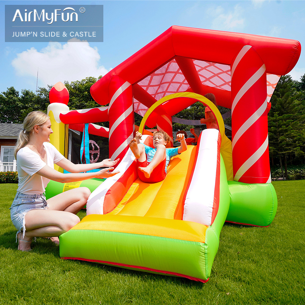 AMF | Castillo inflable infantil para fiestas, pequeño tobogán inflable, castillo infantil, pequeño trampolín inflable