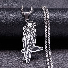 跨境嘻哈机械装备鹰项链不锈钢银色机械动物项链蒸汽朋克项链饰品
