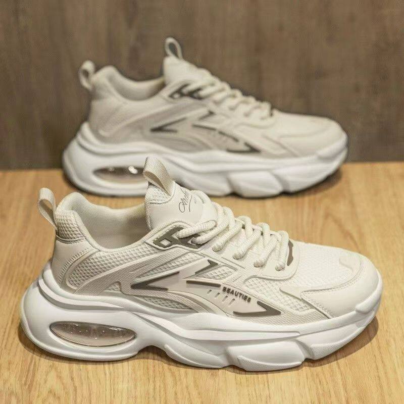 Giày sneaker nam đế dày màu trơn, giày thể thao thường ngày đế khí êm chân, buộc dây — G1001 màu kaki, G1001 màu be, G1001 màu đen
