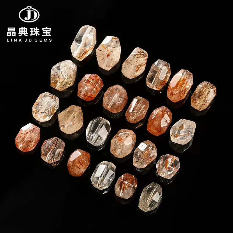 晶典珠宝 天然黑金超七水晶随形配饰 半成品珠宝配件水晶diy配件