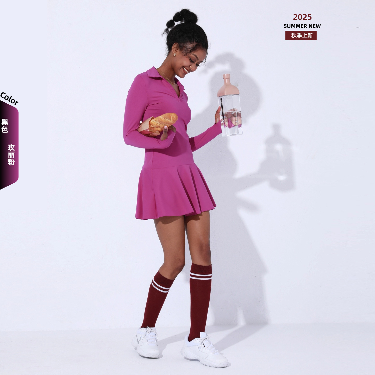 Jinxi Yaoyao American Polo Collar Outdoor Tennis Golf Sports Dress Long-Sleeved Nylon Quick-Drying Dress