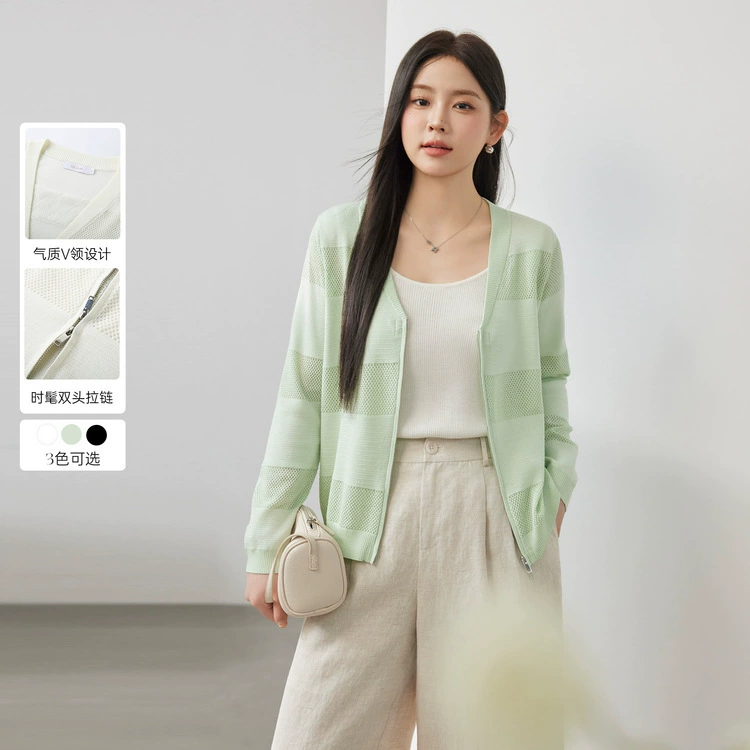 Полноцветное шоу большой размер женской одежды корейского темперамента с полым V-образным вырезом тонкий трикотажный кардиган жирный mm2024 летний новый стиль