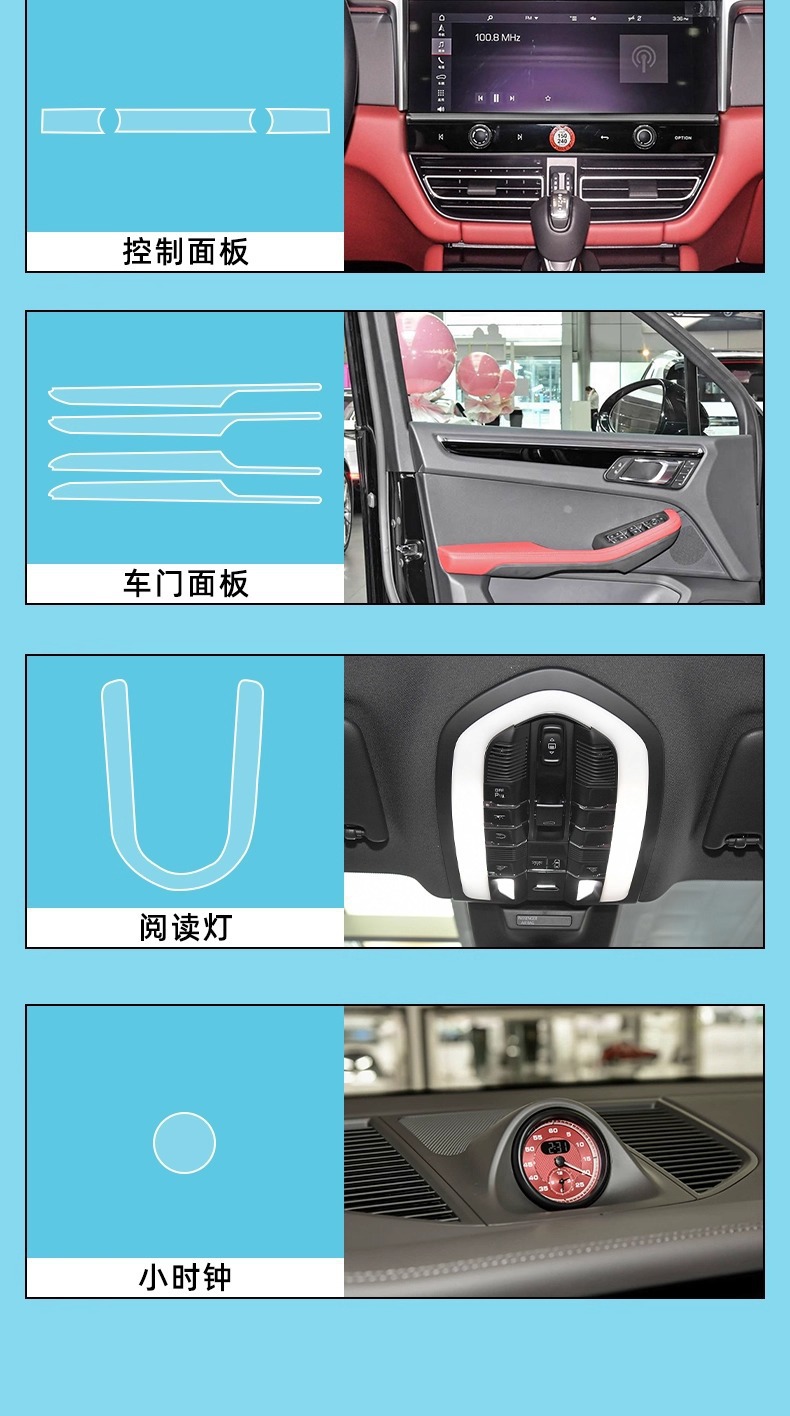 Suitable for 24-25 Porsche Macan Central Control Gear Interior Protection Air Conditioning Panel Navigation Screen Tempered Film