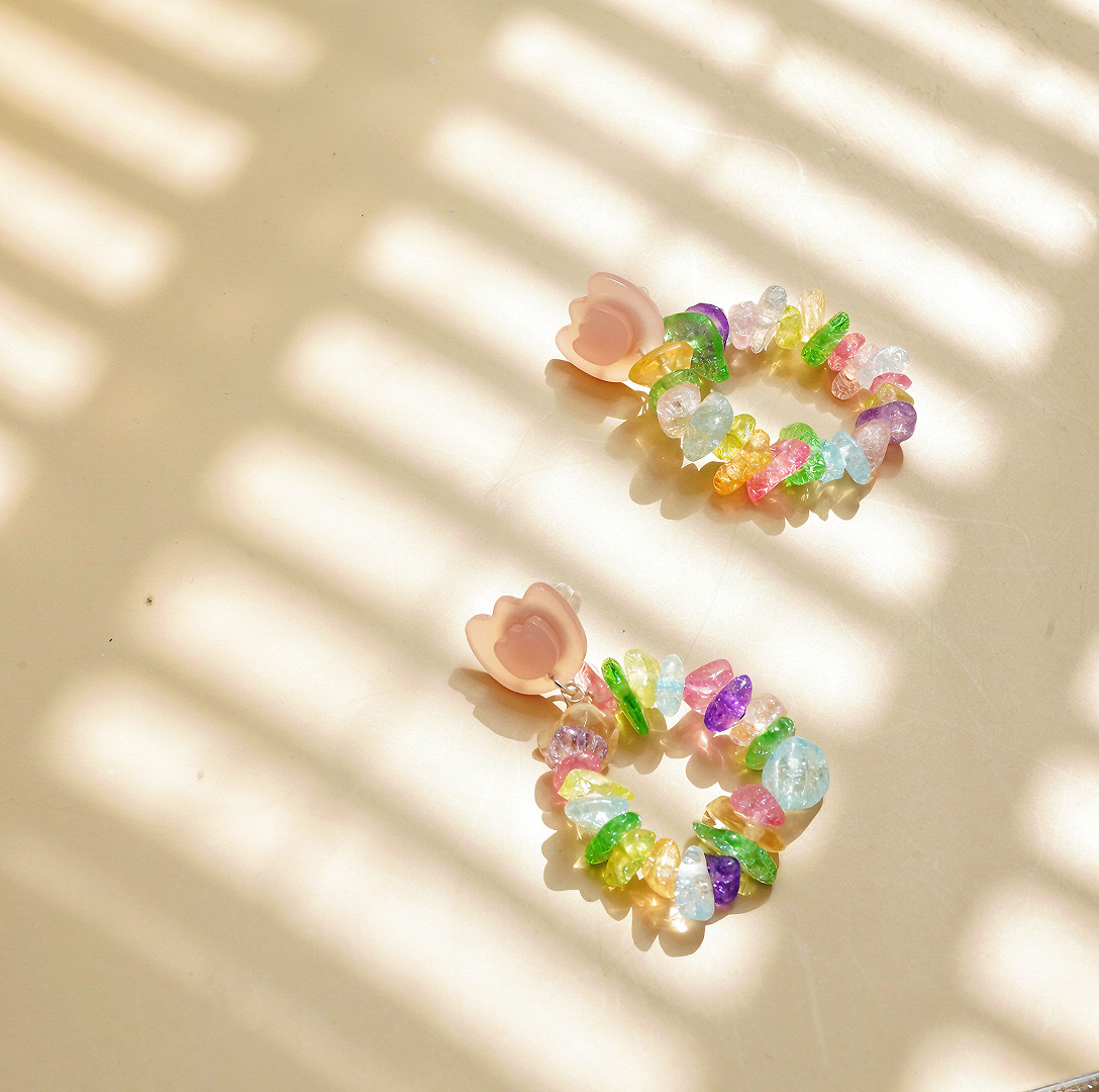 1 Pair Sweet Floral Mixed Materials Drop Earrings display picture 4