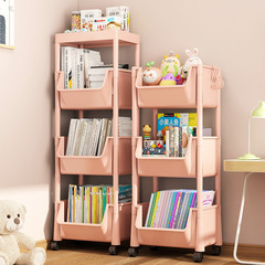 兒童書架置物架落地桌面書本收納簡易移動小推車辦公桌閱讀架書櫃